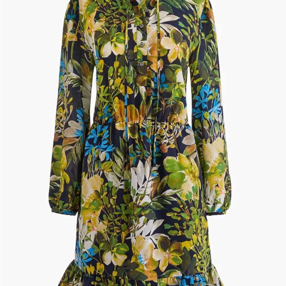 J. Crew Botanical Print Mini Dress - Green, Blue, Yellow